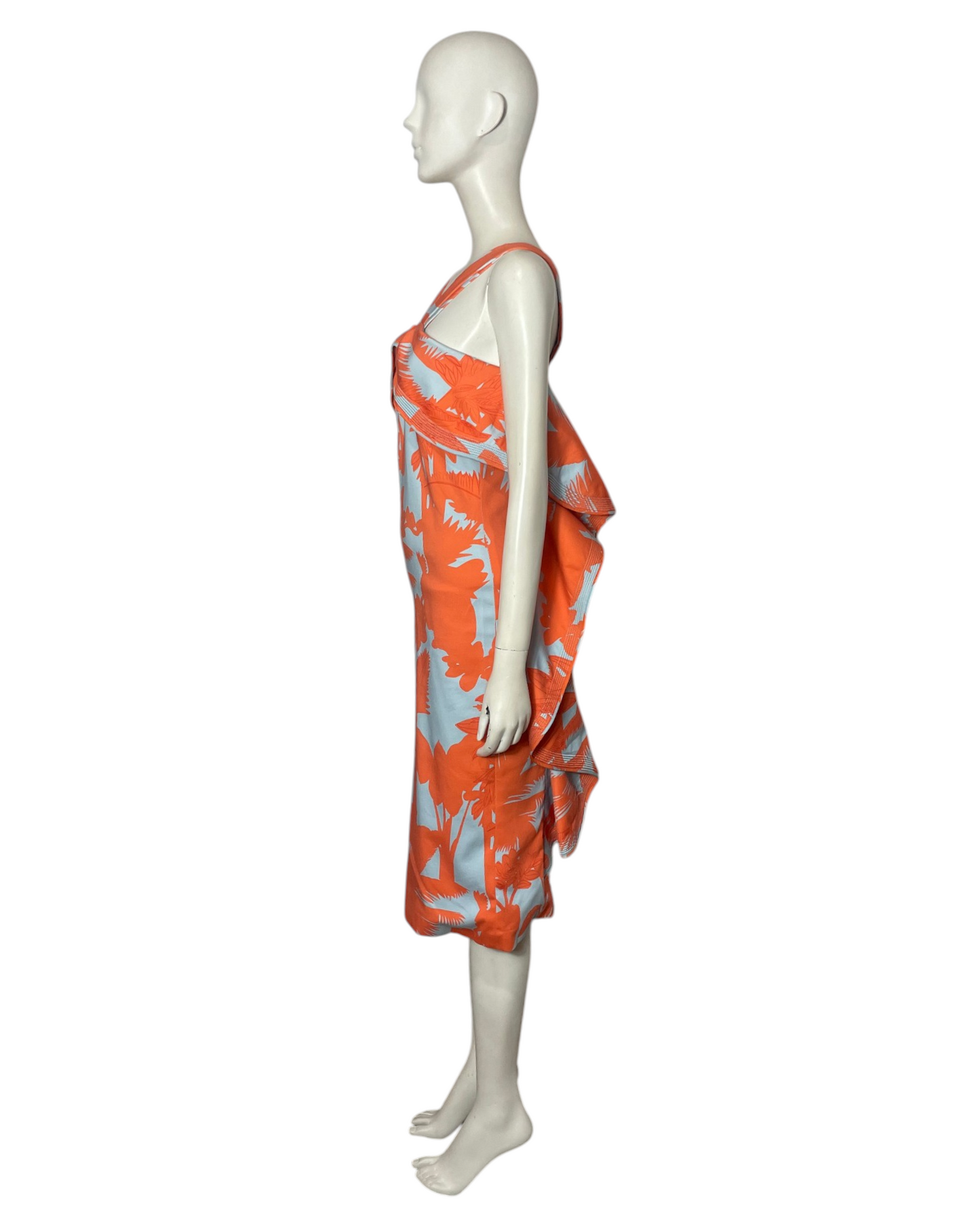 Vestido naranja hojas