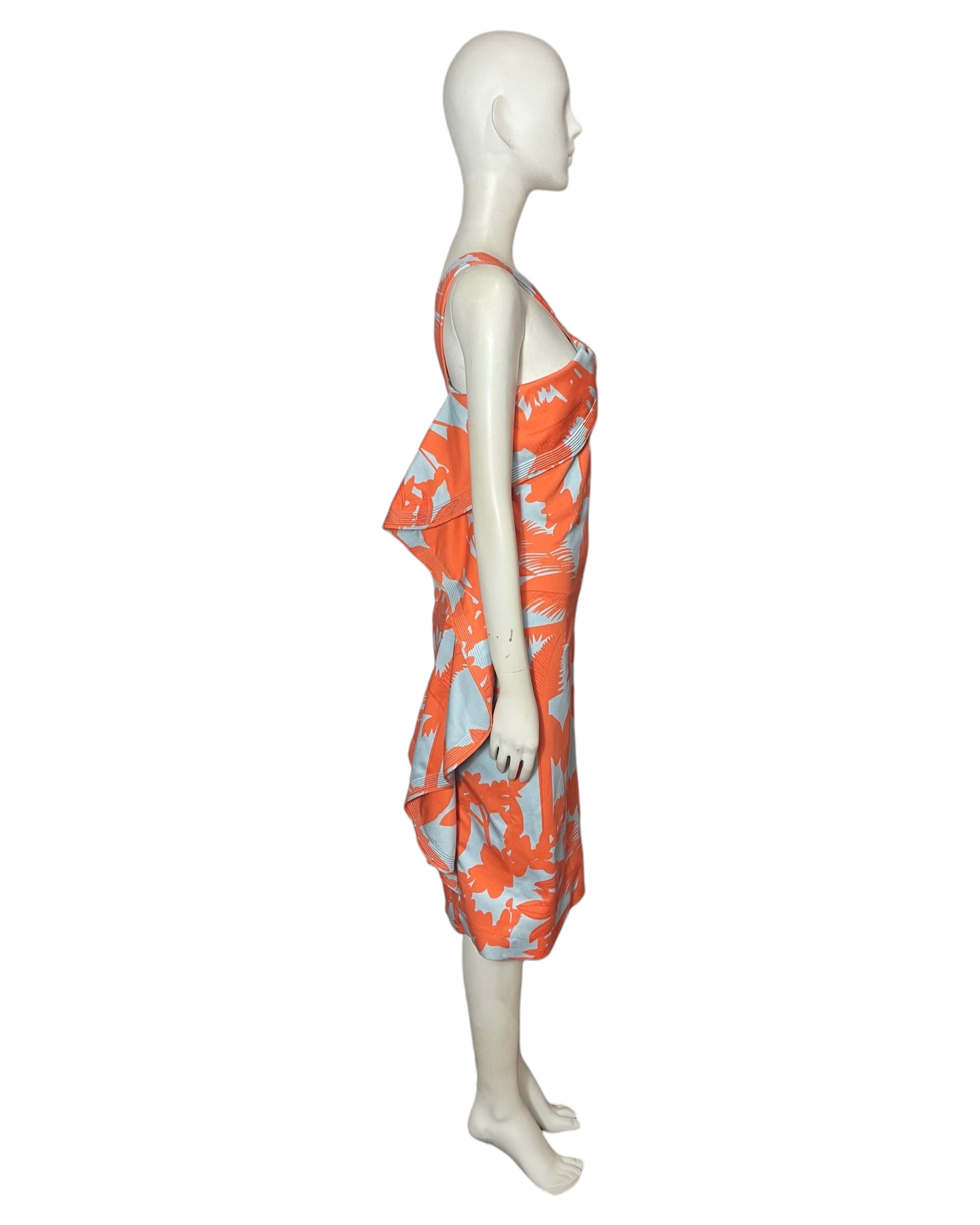 Vestido naranja hojas