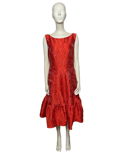 Orange & red midi dress