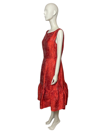 Orange & red midi dress
