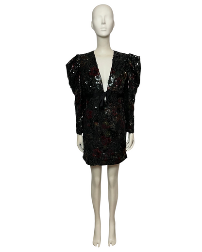 Vestido mini lentejuelas manga larga