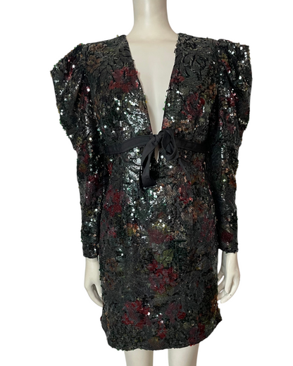 Vestido mini lentejuelas manga larga