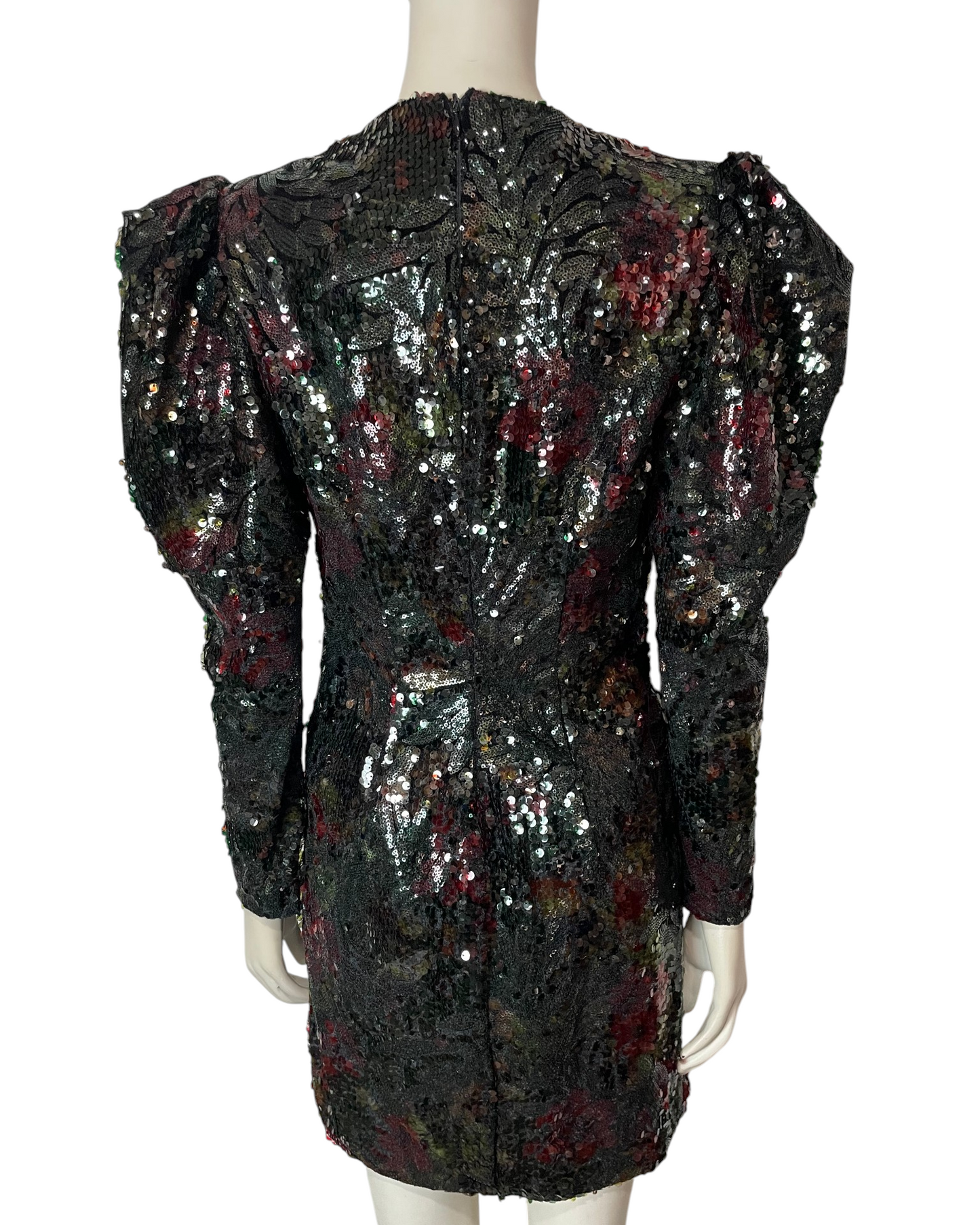 Vestido mini lentejuelas manga larga
