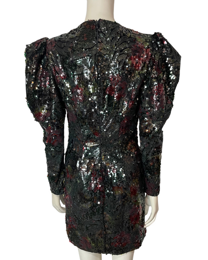 Vestido mini lentejuelas manga larga
