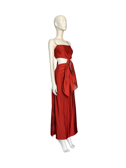 vestido lazo terracota