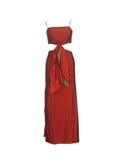vestido lazo terracota