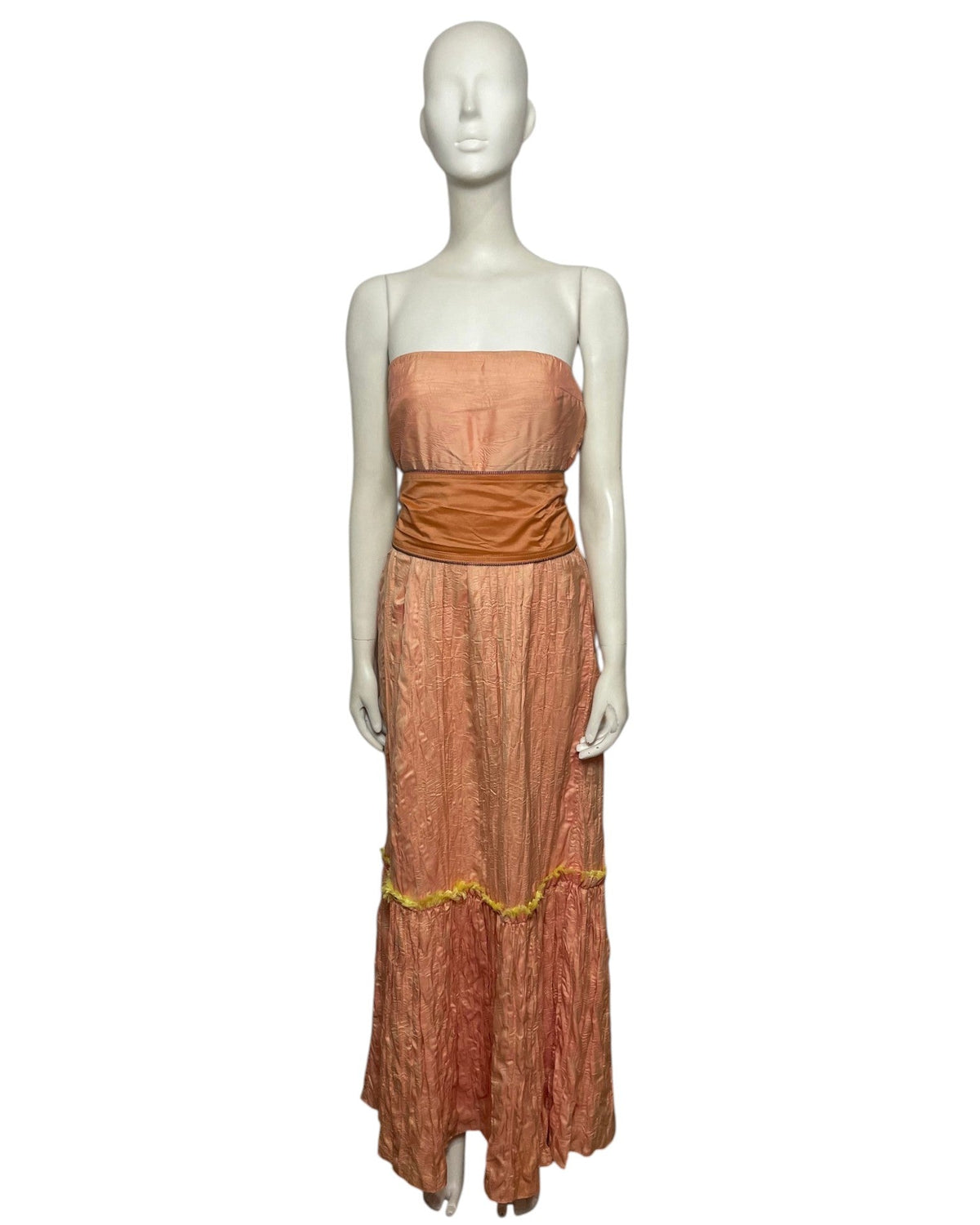 Vestido maxi naranja con fajón
