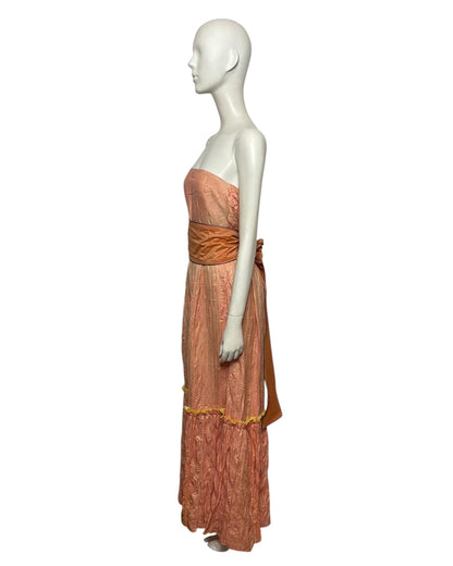 Vestido maxi naranja con fajón