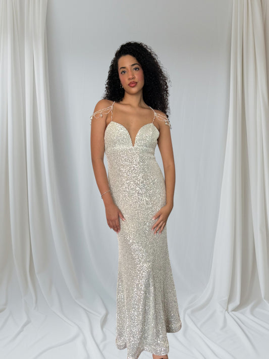 Vestido fiesta plata