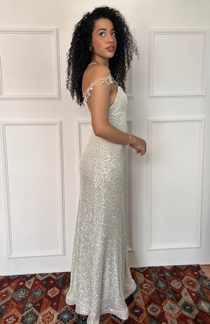 Vestido fiesta plata