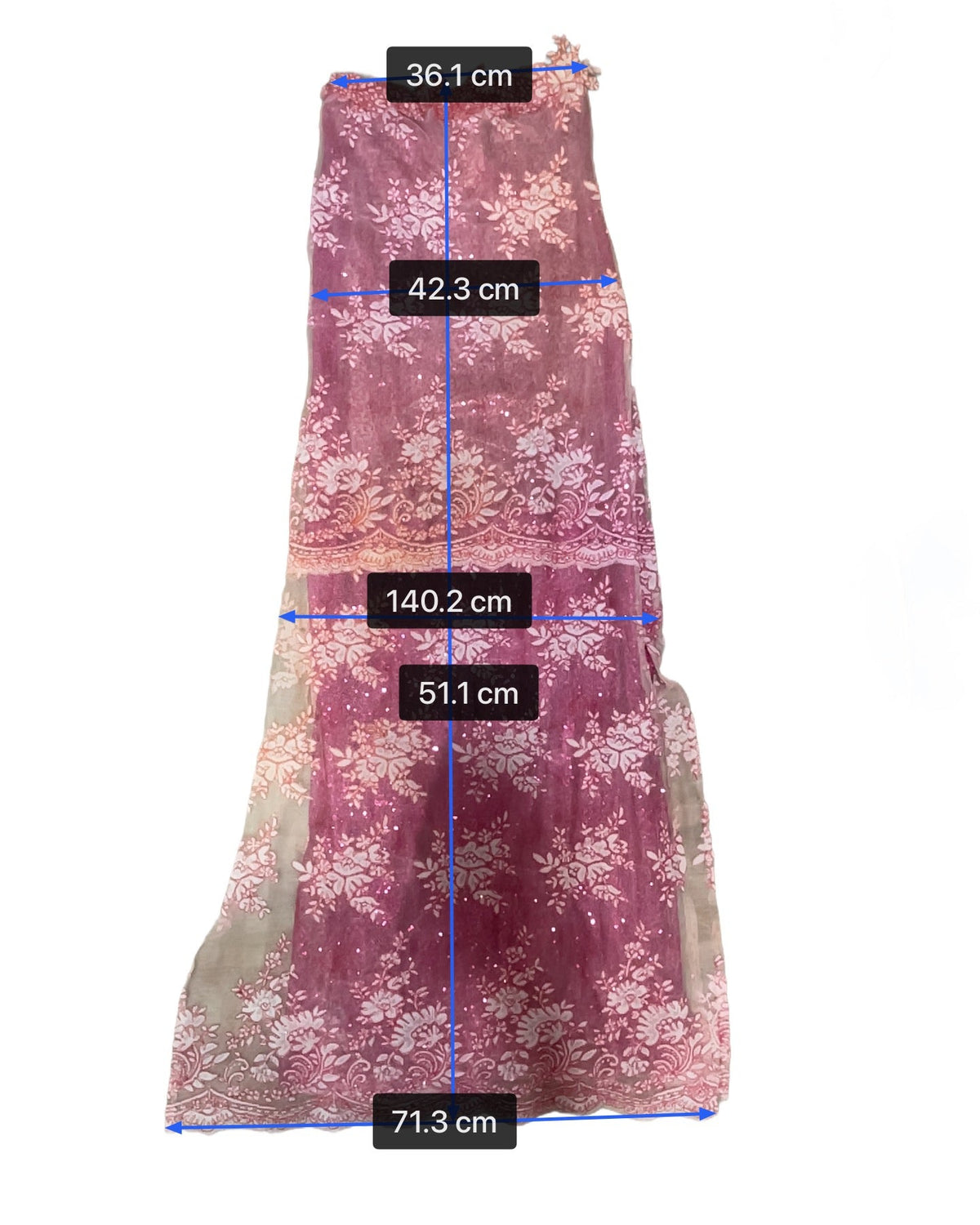 Vestido maxi apliques rosados