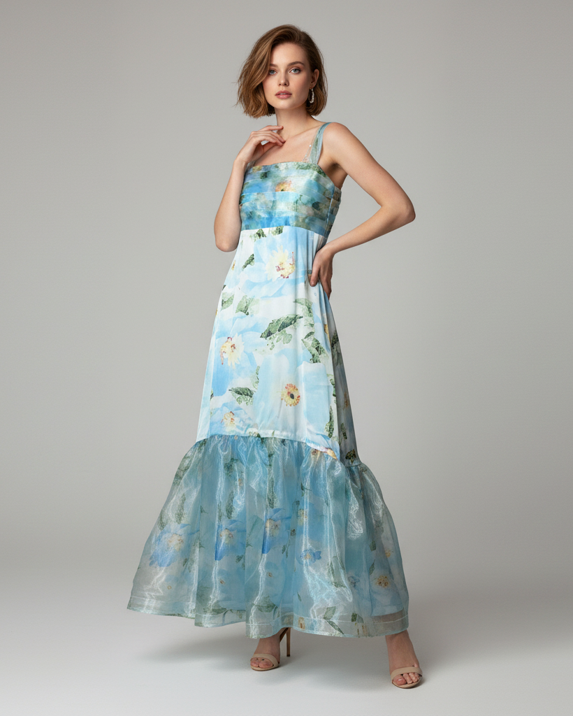 vestido de fiesta flores amarillas