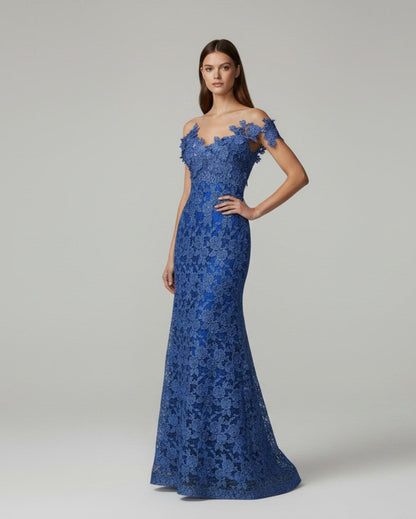 vestido maxi flores blue