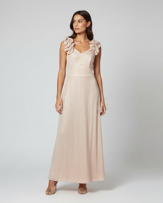 Vestido maxi de fiesta palo rosa