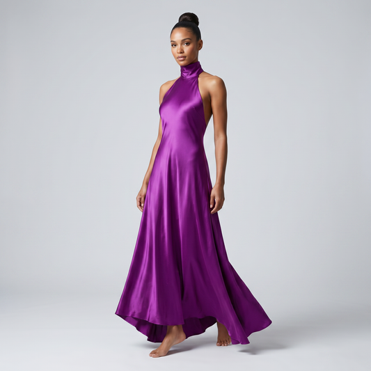 maxidress seda morado
