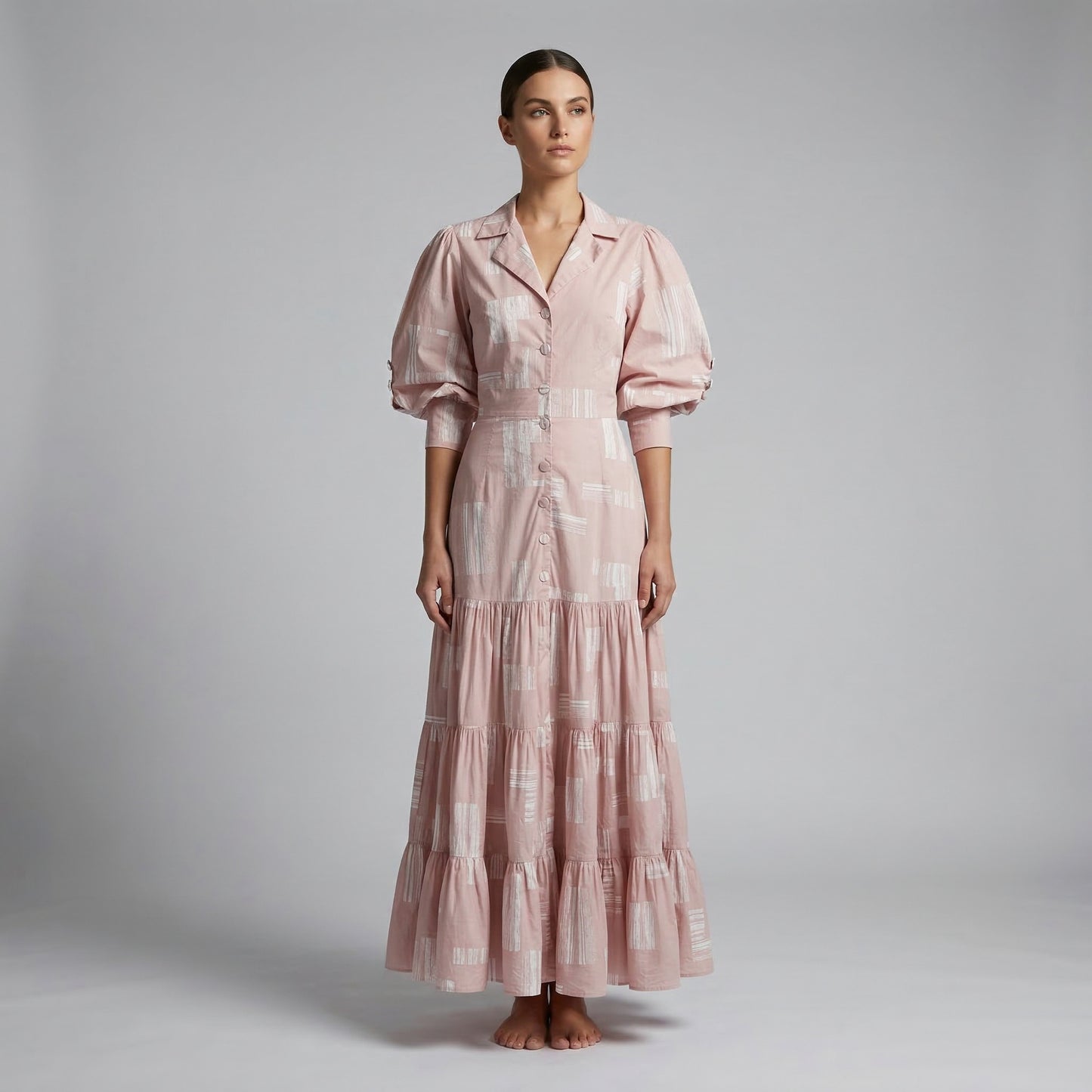 Vestido maxi palo rosa manga larga