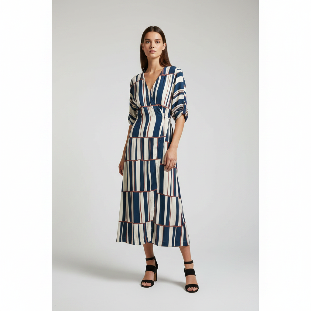 Vestido cruzado de lineas