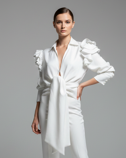 Camisa manga larga blanca con boleros