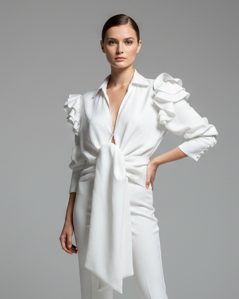 Camisa manga larga blanca con boleros