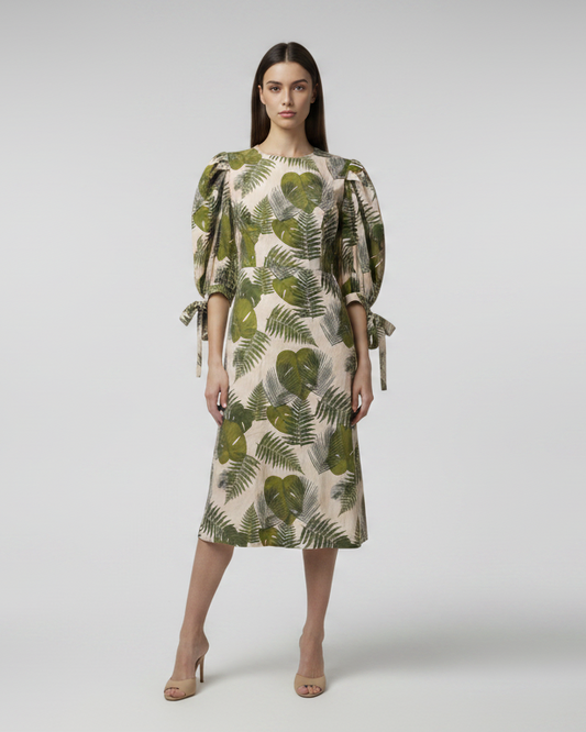 Midi dress hojas