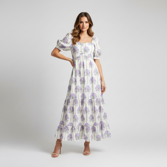 Maxi vestido floral lila