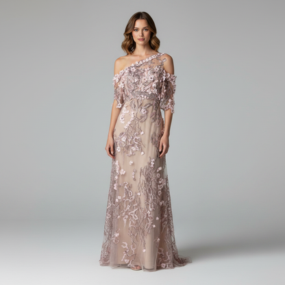 Vestido de fiesta flores rosadas