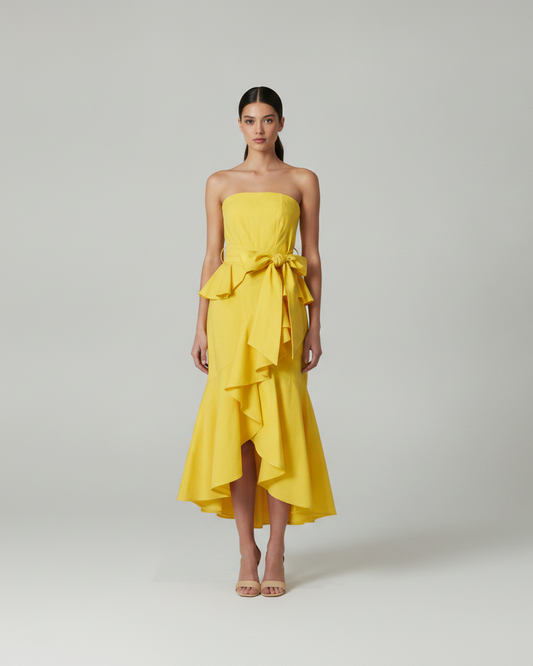 Vestido maxi boleros amarillos
