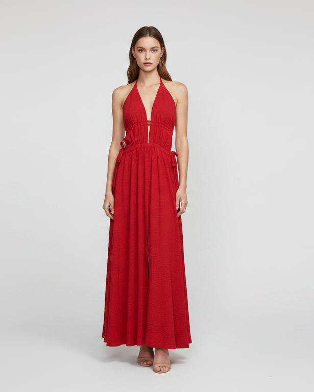 Red maxi dress
