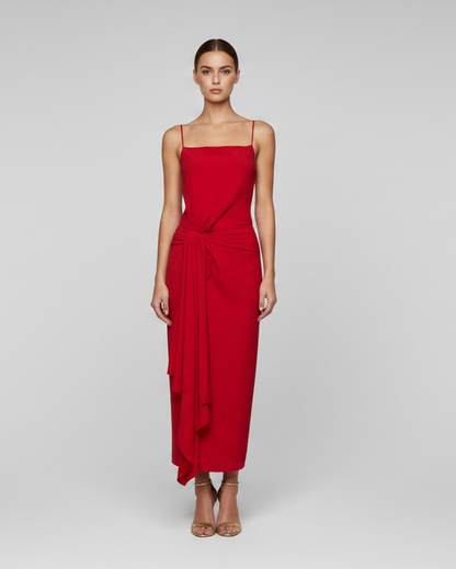 Maxi dress rojo asimetric