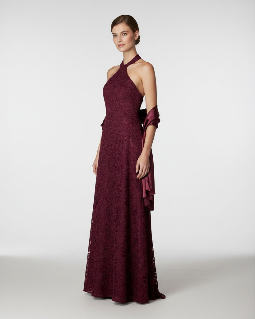 Vestido encaje vino tinto
