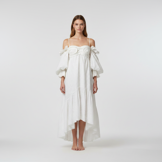 Midi dress blanco angelical