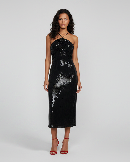 Black party midi dress