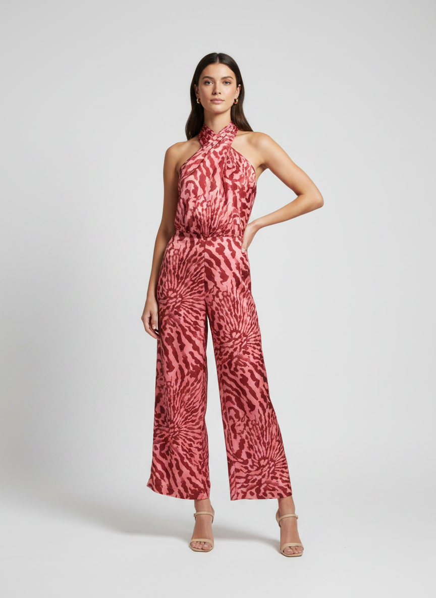 Set body y pantalon rojo acuarela