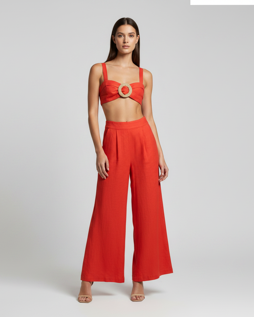 Set pan y top naranja