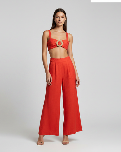 Set pan y top naranja