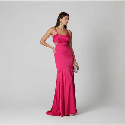 vestido maxi fiesta fuccia