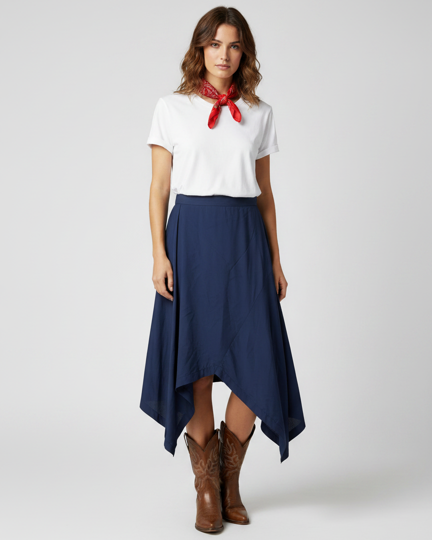 Falda hans azul oscuro midi