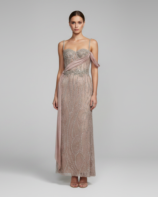 Vestido de fiesta palo de rosa