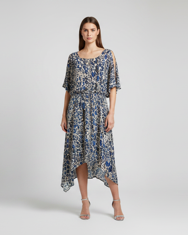 Vestido animal print azul