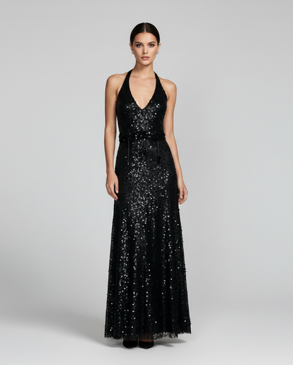 Vestido recamado negro