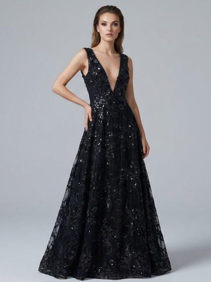 Maxi dress pedrería ilusión negro