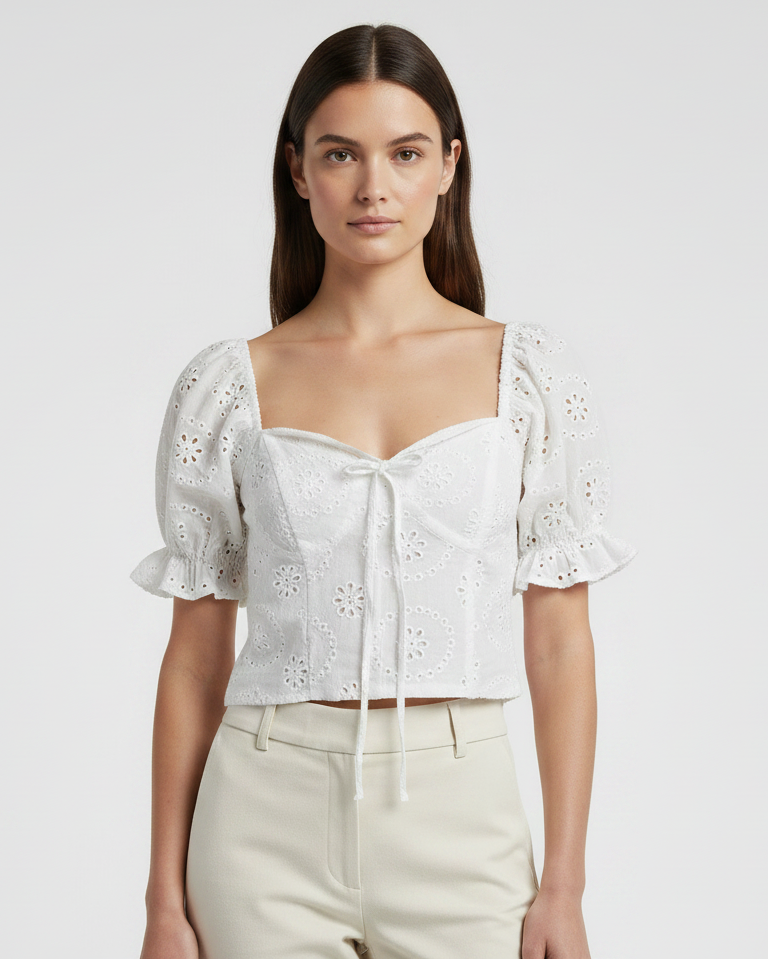 Top corset con mangas blanco