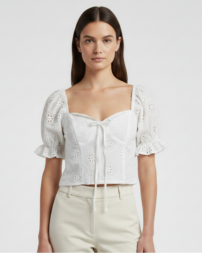 Top corset con mangas blanco