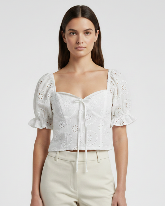Top corset con mangas blanco