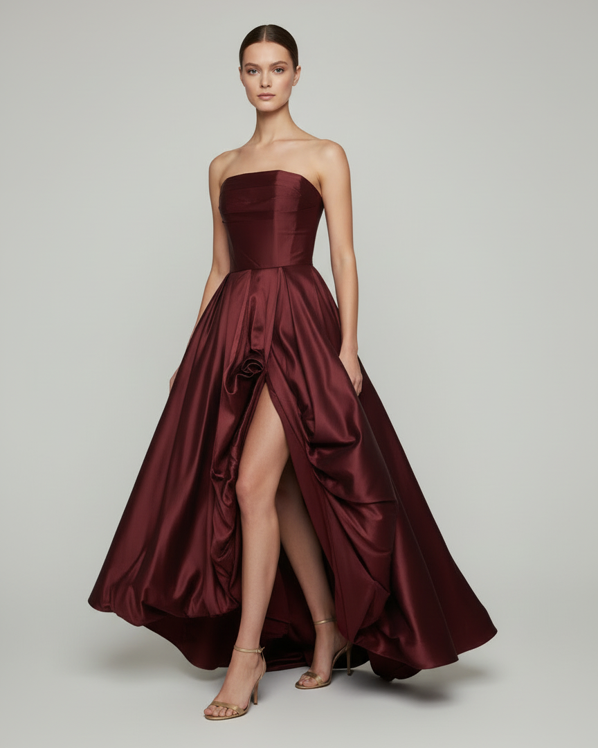 Vestido de fiesta vinotinto
