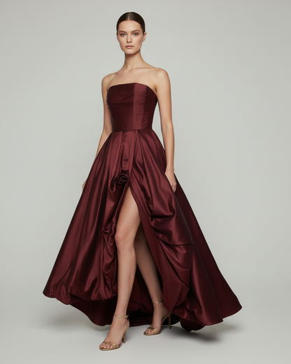 Vestido de fiesta vinotinto