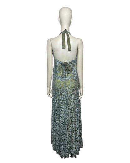 Vestido maxi fiesta encaje azul