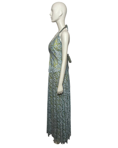 Vestido maxi fiesta encaje azul