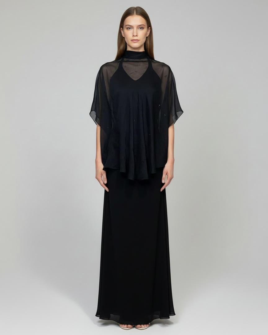 Vestido negro sobre puesto