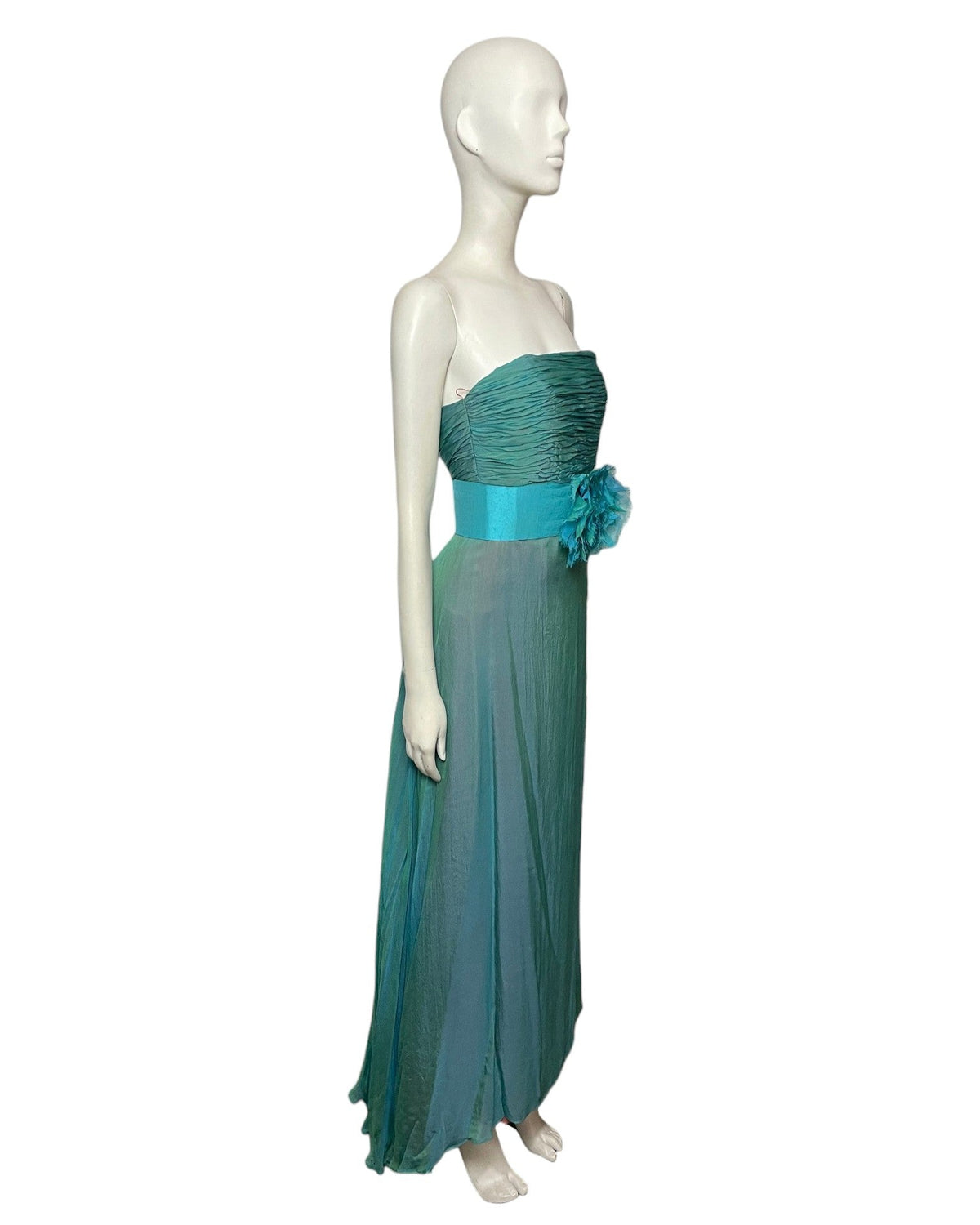 Vestido verde turquesa fajón